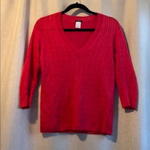J. Crew small pink cable knit 3/4 sleeve sweater